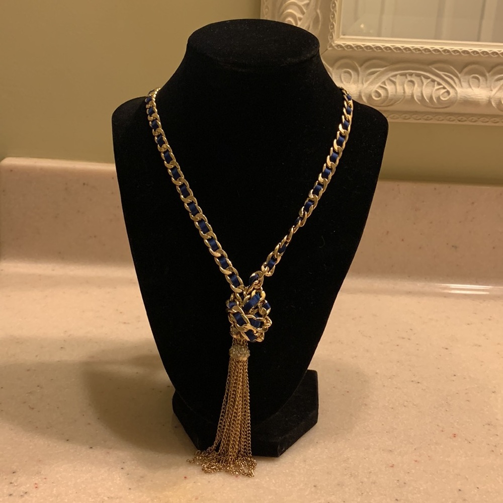🎗 Blue Chain Knotted Sautoir Necklace🎗